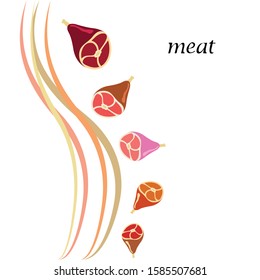 Whole foot, fresh meat. Image for farm shop concept. Vector background.