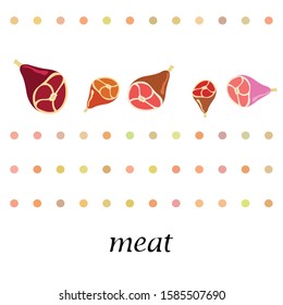 Whole foot, fresh meat. Image for farm shop concept. Vector background.