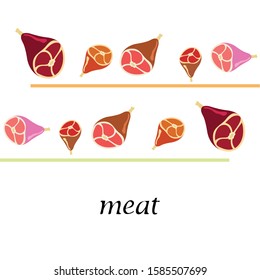 Whole foot, fresh meat. Image for farm shop concept. Vector background.