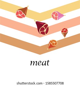 Whole foot, fresh meat. Image for farm shop concept. Vector background.