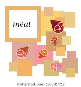 Whole foot, fresh meat. Image for farm shop concept. Vector background.