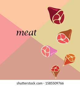Whole foot, fresh meat. Image for farm shop concept. Vector background.