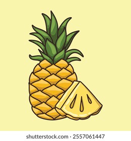 whole fresh pineapple and small slices