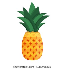 Whole fresh tropical summer fruit pineapple ananas pine for healthy lifestyle. Modern flat cartoons style vector illustration icons. Isolated on white background. Can be use as logo.