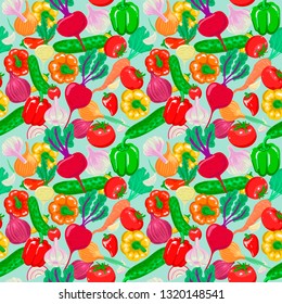 Whole fresh vegetables. Veggie pattern cooking products. Garlic, pepper, beets and more.