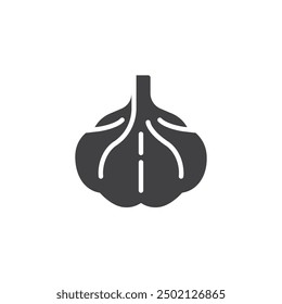 Ganzer Knoblauch, Vektorsymbol. gefülltes Flachschild für mobiles Konzept und Webdesign. Knoblauchzwiebelsymbol. Symbol, Logo-Abbildung. Vektorgrafiken