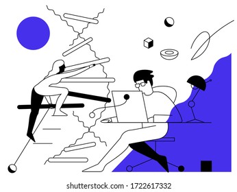 Whole Genome Sequencing Procedure Illustration. Process Of Determining The Complete DNA Sequence Of An Organism's Genome.