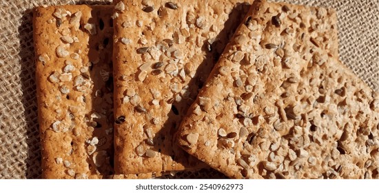 Galletas integrales con semillas. Galletas con semillas. Galletas crujientes y saludables. Galletas bajas en carbohidratos. Galleta diabética.