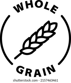whole grain black outline badge icon label isolated vector on transparent background