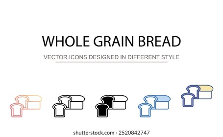 Whole Grain Bread icon design with white background stock illustration