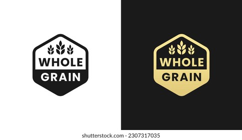 Whole grain label or Whole grains symbol vector isolated in flat style. Best Whole grain label vector for product packaging design element. Whole grains symbol for packaging design element.