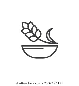 Icono de línea de grano entero. signo de estilo lineal para concepto móvil y Diseño web. Icono de Vector de contorno de tazón de grano de avena. Símbolo, ilustración del logotipo. Gráficos de Vector