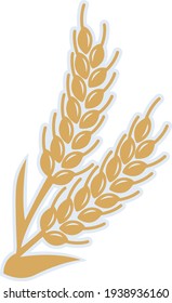 Whole grains vector illustration. Bunch of wheat seeds.  Agriculture, organic farming,food symbol. Bakery logo design