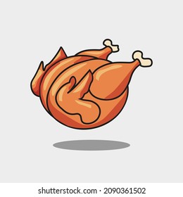 whole grilled chicken vector illustration