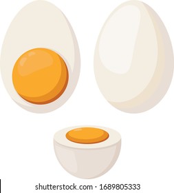 Whole and half boiled egg