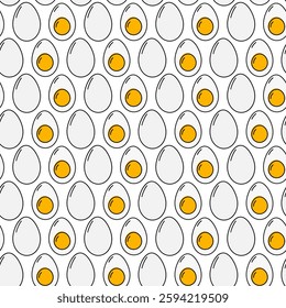 Whole half boiled eggs with yolk Seamless Pattern Egg Day greeting Wallpaper Background Texture idea