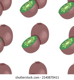 Patrón ininterrumpido de kiwi entero y medio. Impresión de frutas, ilustración vectorial en estilo plano.