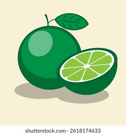 ganze und halbe Kalkfrucht Illustration
