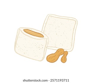 Whole and half peanut toast sandwich