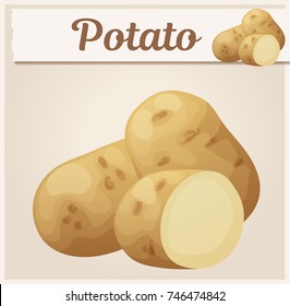 Whole and half potato vegetable. Cartoon vector icon. Series of food and drink and ingredients for cooking