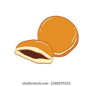 Dorayaki de frijol rojo entero y medio