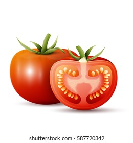 Whole and half tomato