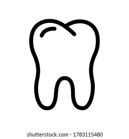 Whole healthy tooth icon. Linear logo of dentistry. Black simple illustration for dental clinic, oral care products. Contour isolated vector image on white background