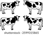 Whole Holstein spotted dairy cow or cattle , cow and calf flat vector icon for farm apps and websites