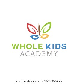 Whole Kids Academy logo design, colorful logo inspiration