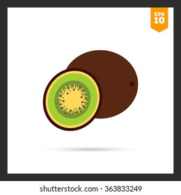 Whole kiwi and cut kiwi half