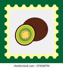 Whole kiwi and cut kiwi half
