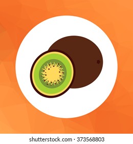Whole kiwi and cut kiwi half