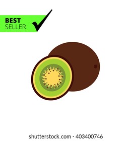 Whole kiwi and cut kiwi half