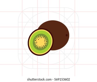 Whole kiwi and cut kiwi half