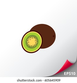 Whole kiwi and cut kiwi half