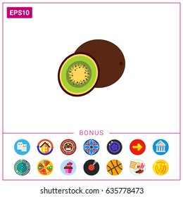 Whole kiwi and cut kiwi half