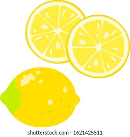 Whole lemon fruit and lemon fruit slices