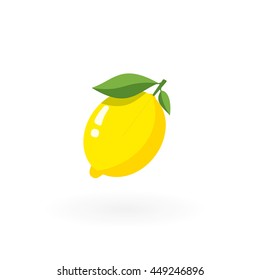 Whole lemon  with leafs isolated on white.