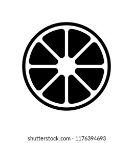 Whole lemon or orange. Simple icon. Black on white background