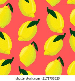 Patrón ininterrumpido de limón entero. Ilustración vectorial de cítricos para papel pintado, papel envolvente, textil, tela, impresión