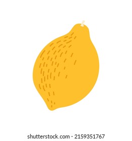 Whole lemon yellow citrus fruit isolated flat cartoon icon. Vector refreshing summer food dessert. Juicy lemon, tropical citron, ripe sour fruit in zest, organic exotic lemonade and tea ingredient