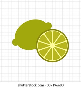 Whole lime and cut half