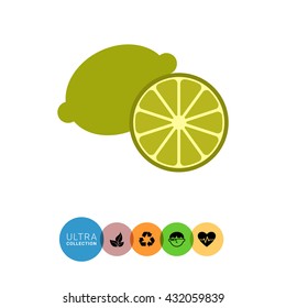 Whole lime and cut half