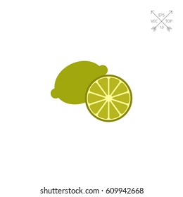 Whole lime and cut half