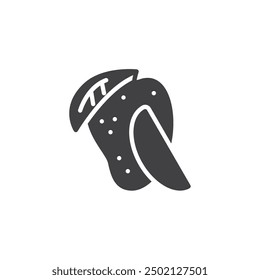 Whole mango with a slice vector icon. filled flat sign for mobile concept and web design. Mango fruit glyph icon. Symbol, logo illustration. Vector graphics