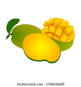 
The whole mango vector and a mango is peeled. Usually eaten as a dessert