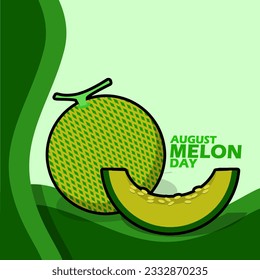 A whole melon and melon slice, with bold text on a light green background to celebrate Melon Day on August 13