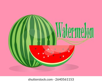Whole melon and sliced ​​melon in red color using pastel color background. Modern art minimalist style design template for sales, posters, headers, covers, social media, fashion ads