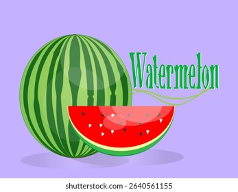 Whole melon and sliced ​​melon in red color using pastel color background. Modern art minimalist style design template for sales, posters, headers, covers, social media, fashion ads