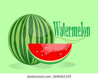 Whole melon and sliced ​​melon in red color using pastel color background. Modern art minimalist style design template for sales, posters, headers, covers, social media, fashion ads